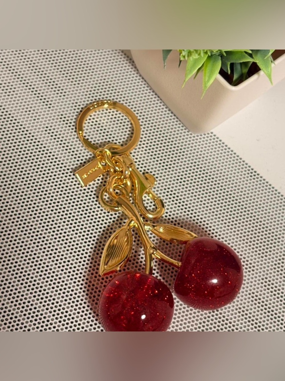 Coach Glittery Red Cherry Keychain - Picture 3 of 15